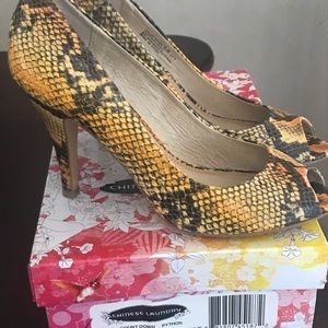 Chinese Laundry Python Pumps